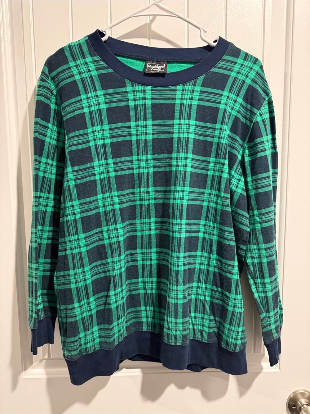Southern Lady Green & Navy Plaid Pullover